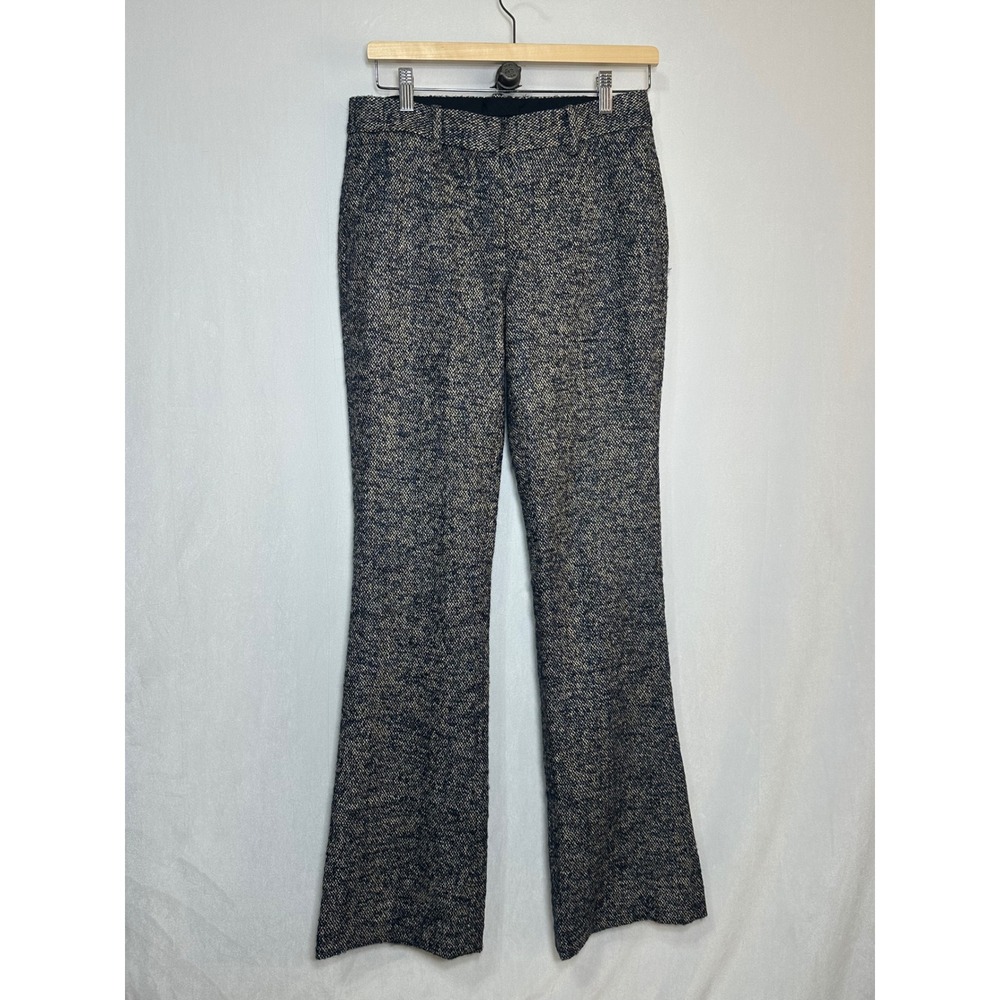 Theory Brinton Donegal Tweed Pants Womens 4 Navy Tan Flared‎ Bootcut
